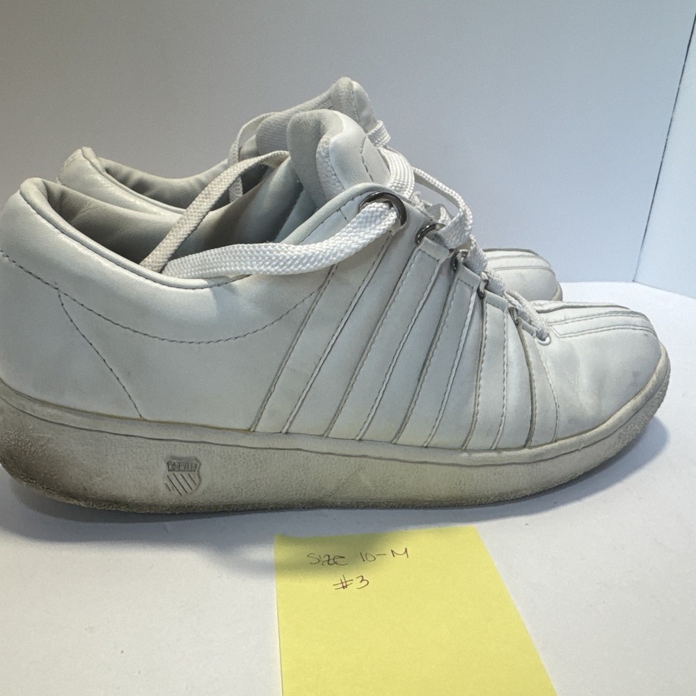 K-Swiss Classic White Leather Sneakers Men's 10 EU 43 Casual Court Shoes